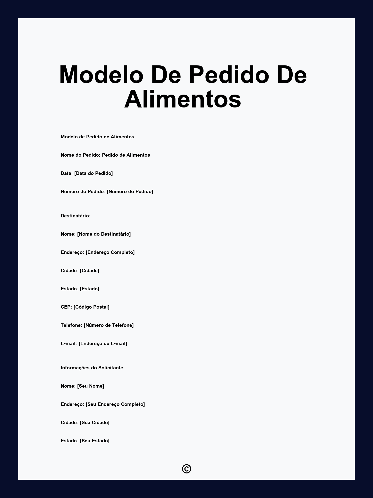 Modelo De Pedido De Alimentos