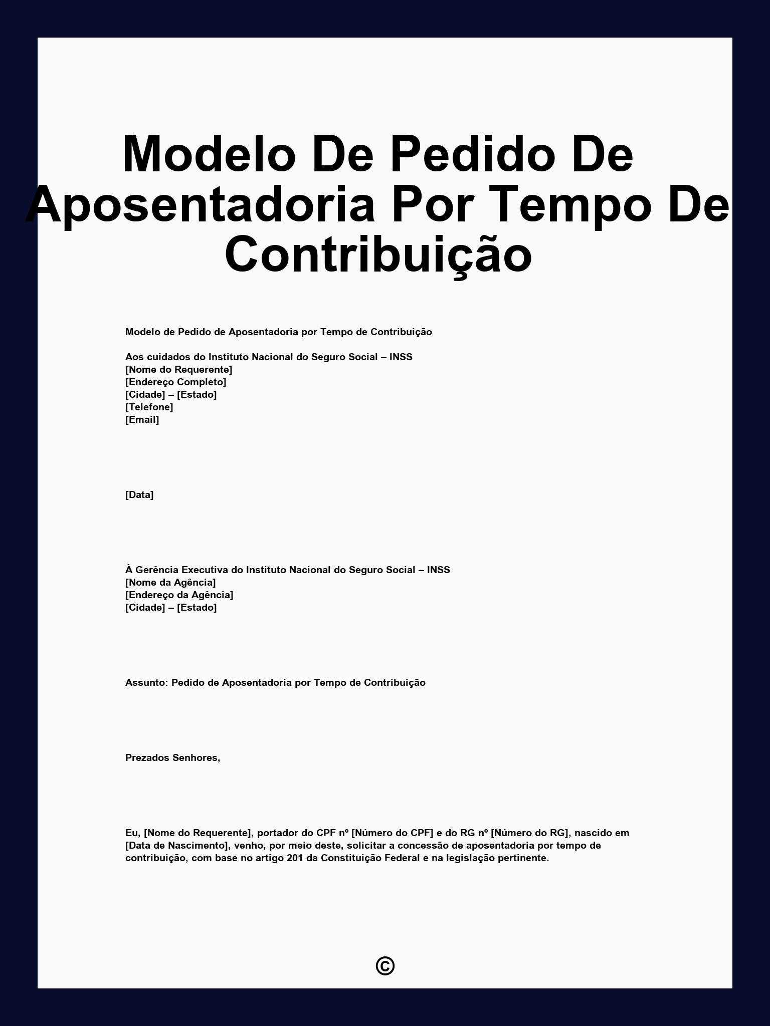 Modelo De Pedido De Aposentadoria Por Tempo De Contribuição