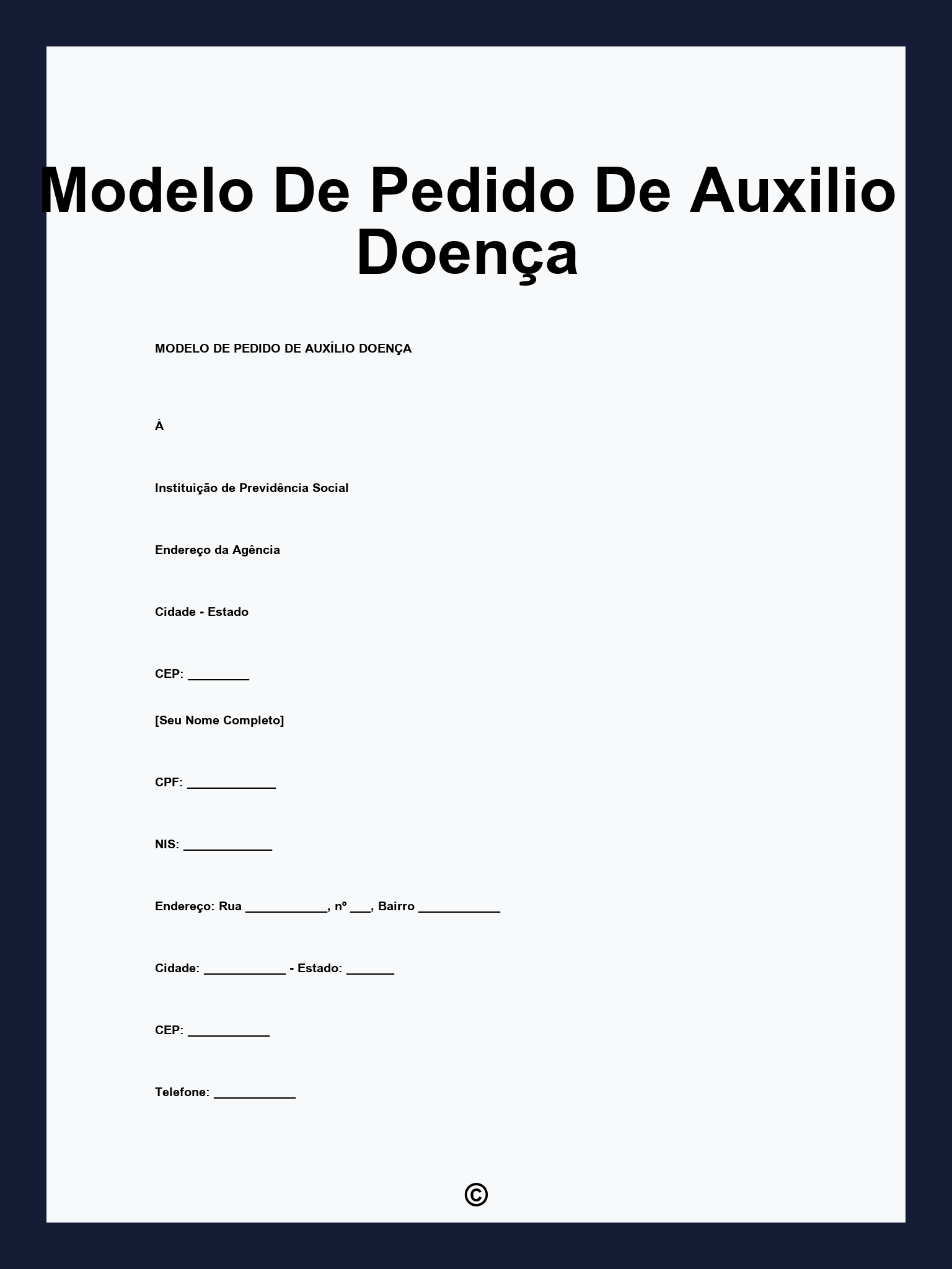 Modelo De Pedido De Auxilio Doença
