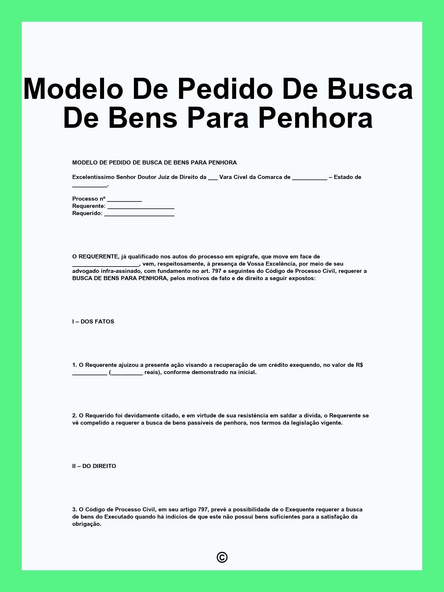 Modelo De Pedido De Busca De Bens Para Penhora