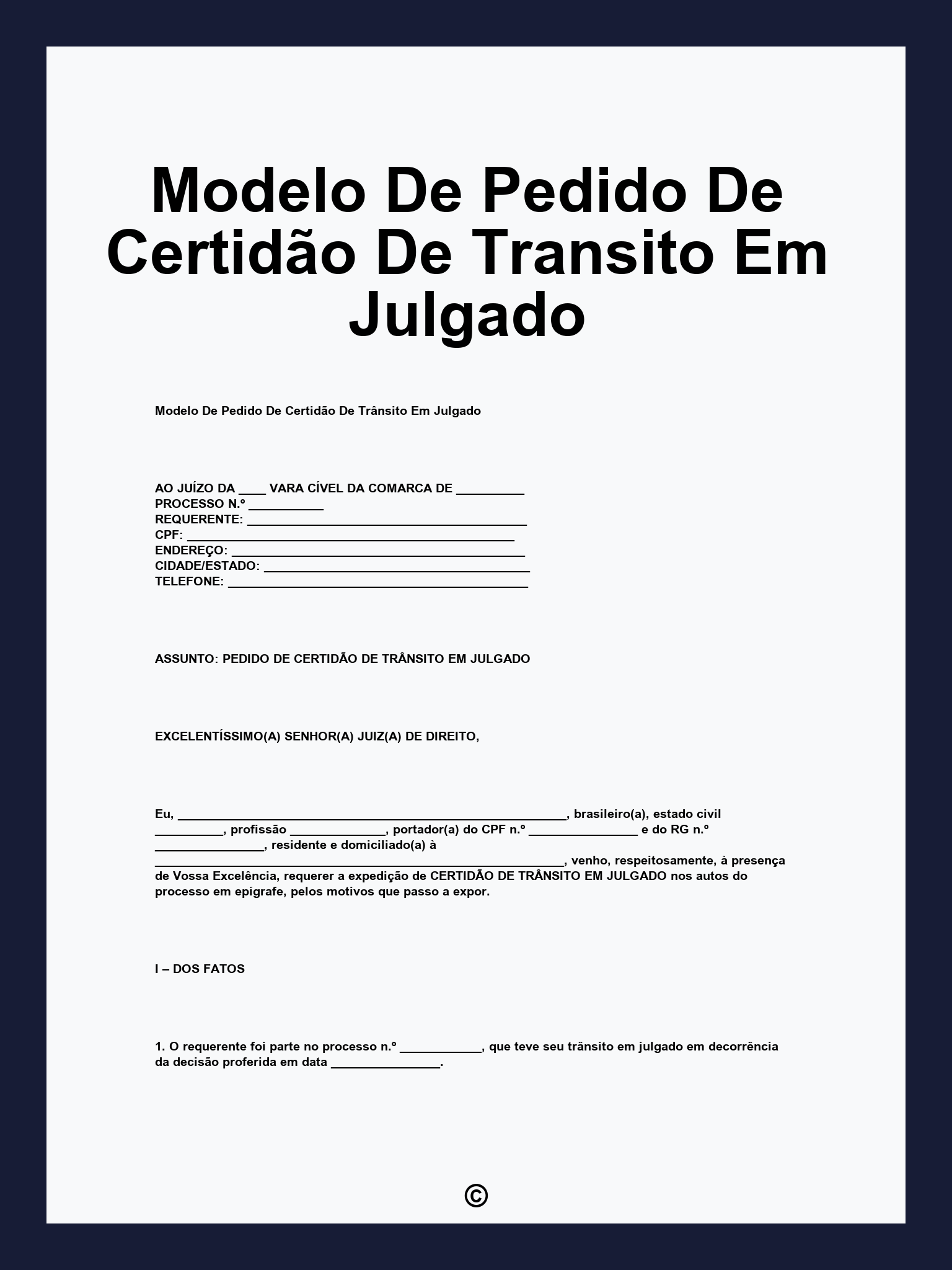 Modelo De Pedido De Certidão De Transito Em Julgado