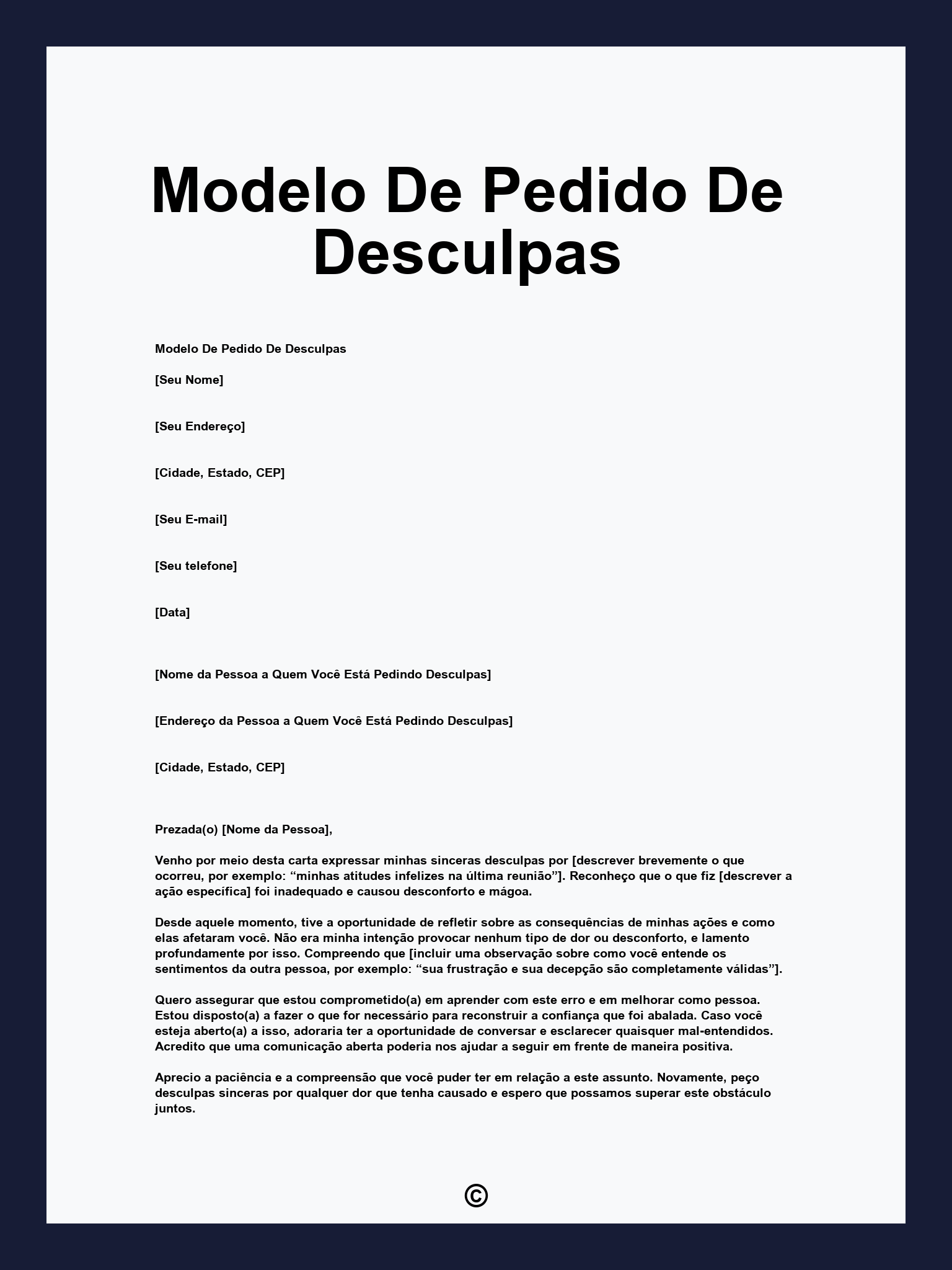 Modelo De Pedido De Desculpas