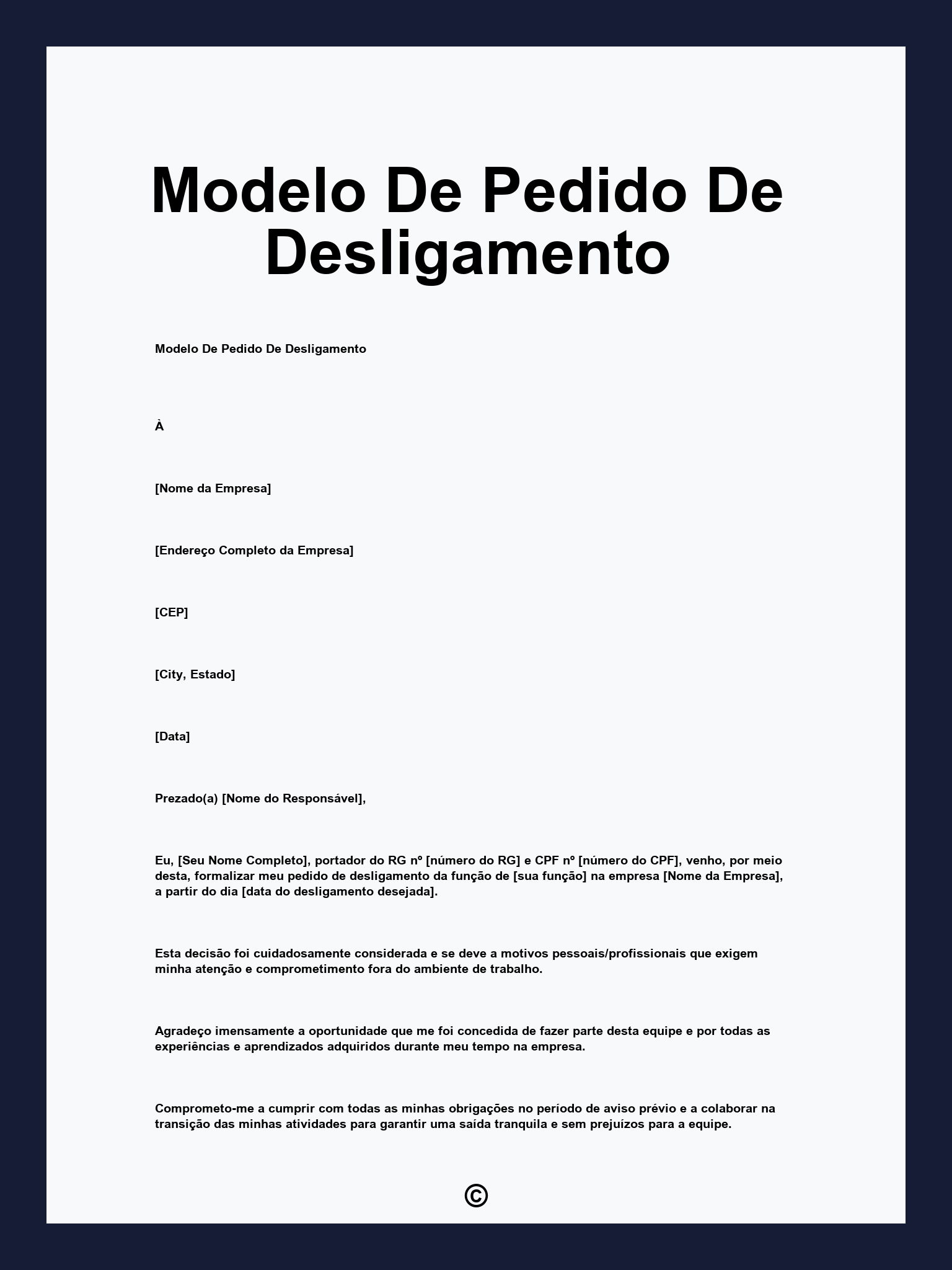 Modelo De Pedido De Desligamento