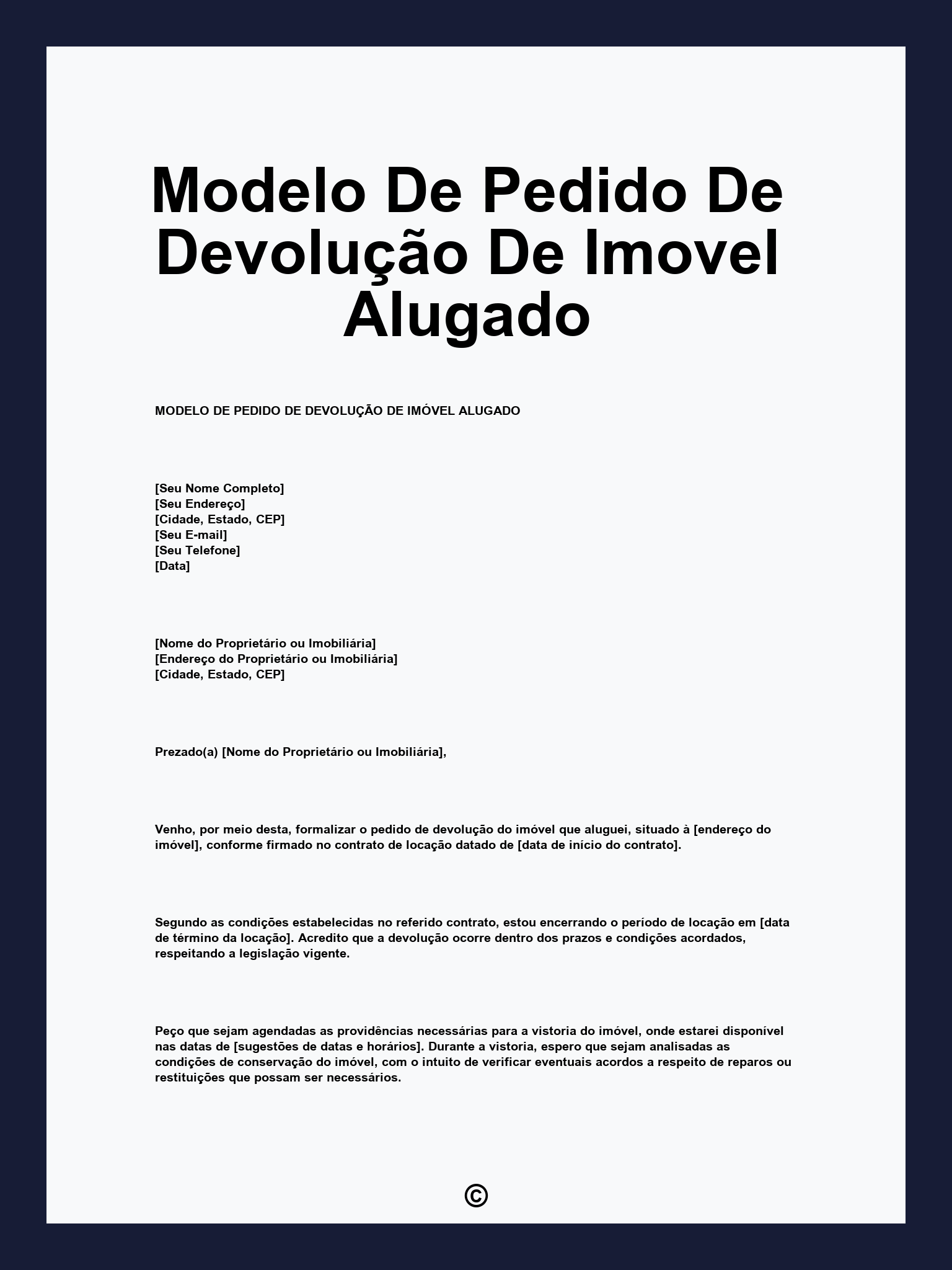 Modelo De Pedido De Devolução De Imovel Alugado
