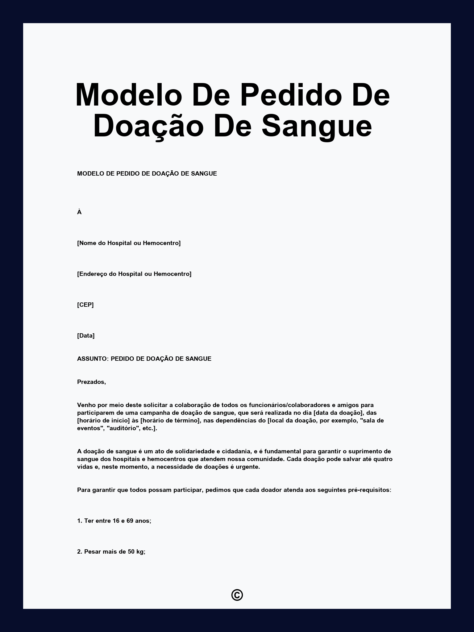 Modelo De Pedido De Doação De Sangue