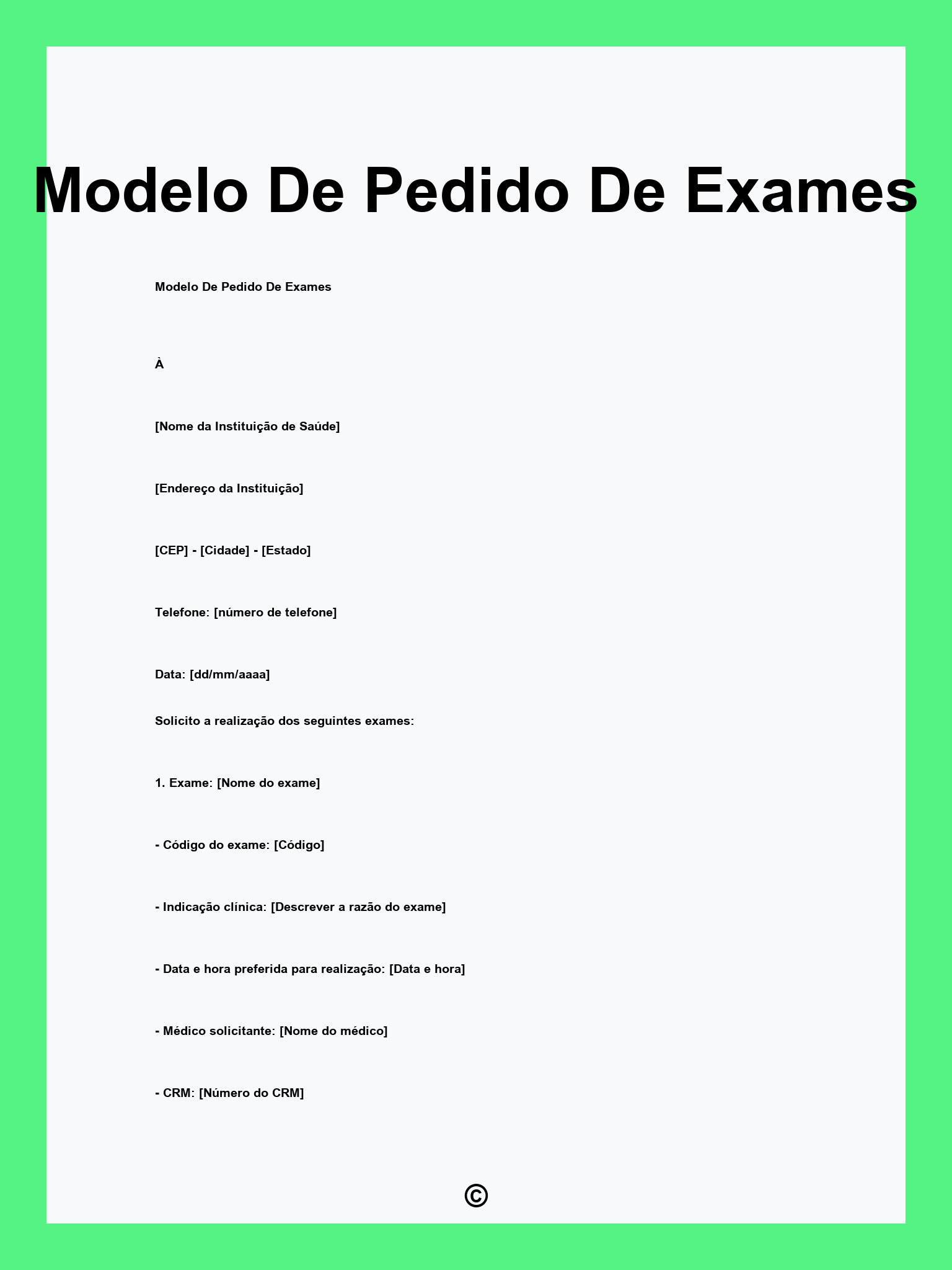 Modelo De Pedido De Exames