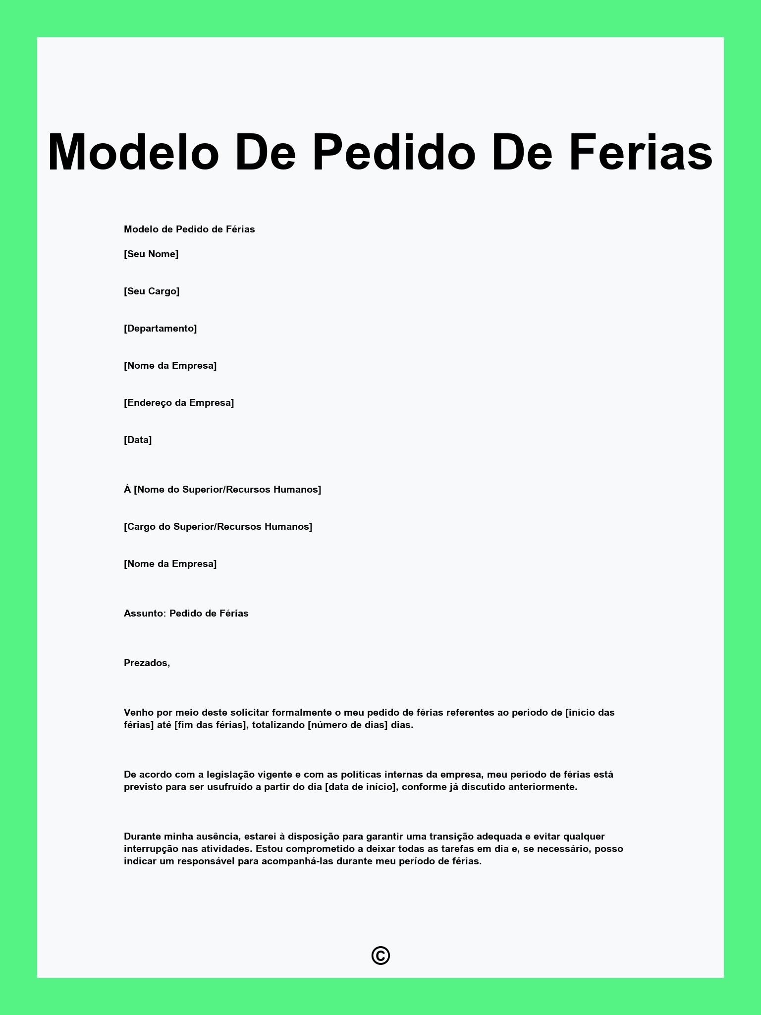 Modelo De Pedido De Ferias