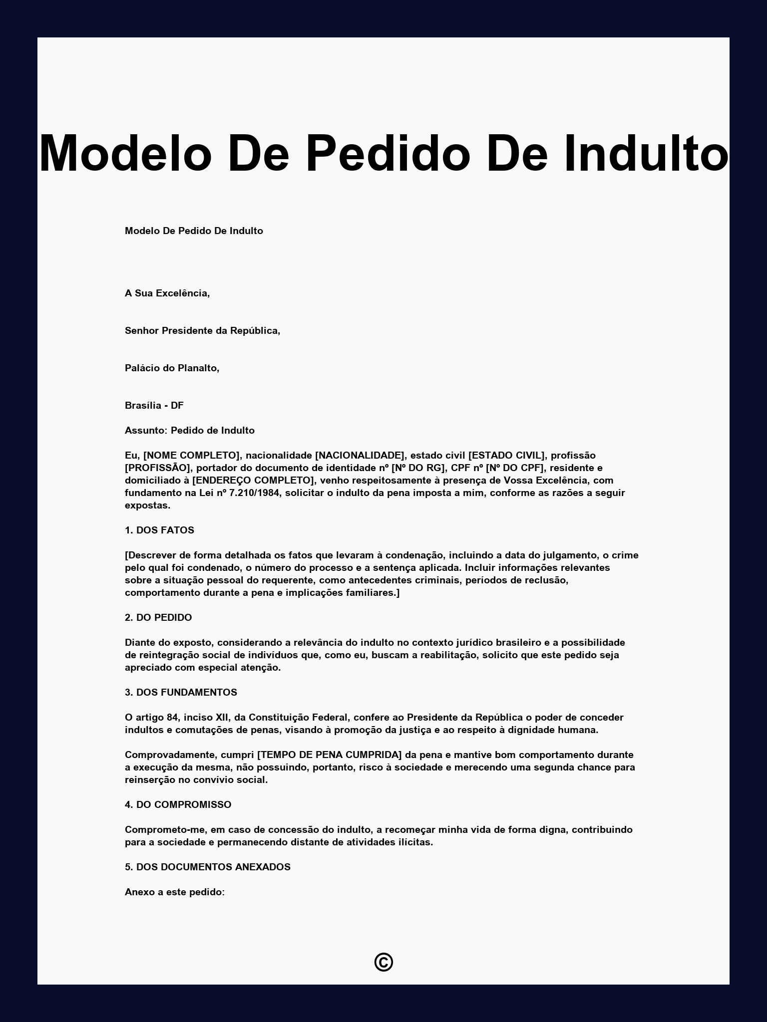Modelo De Pedido De Indulto