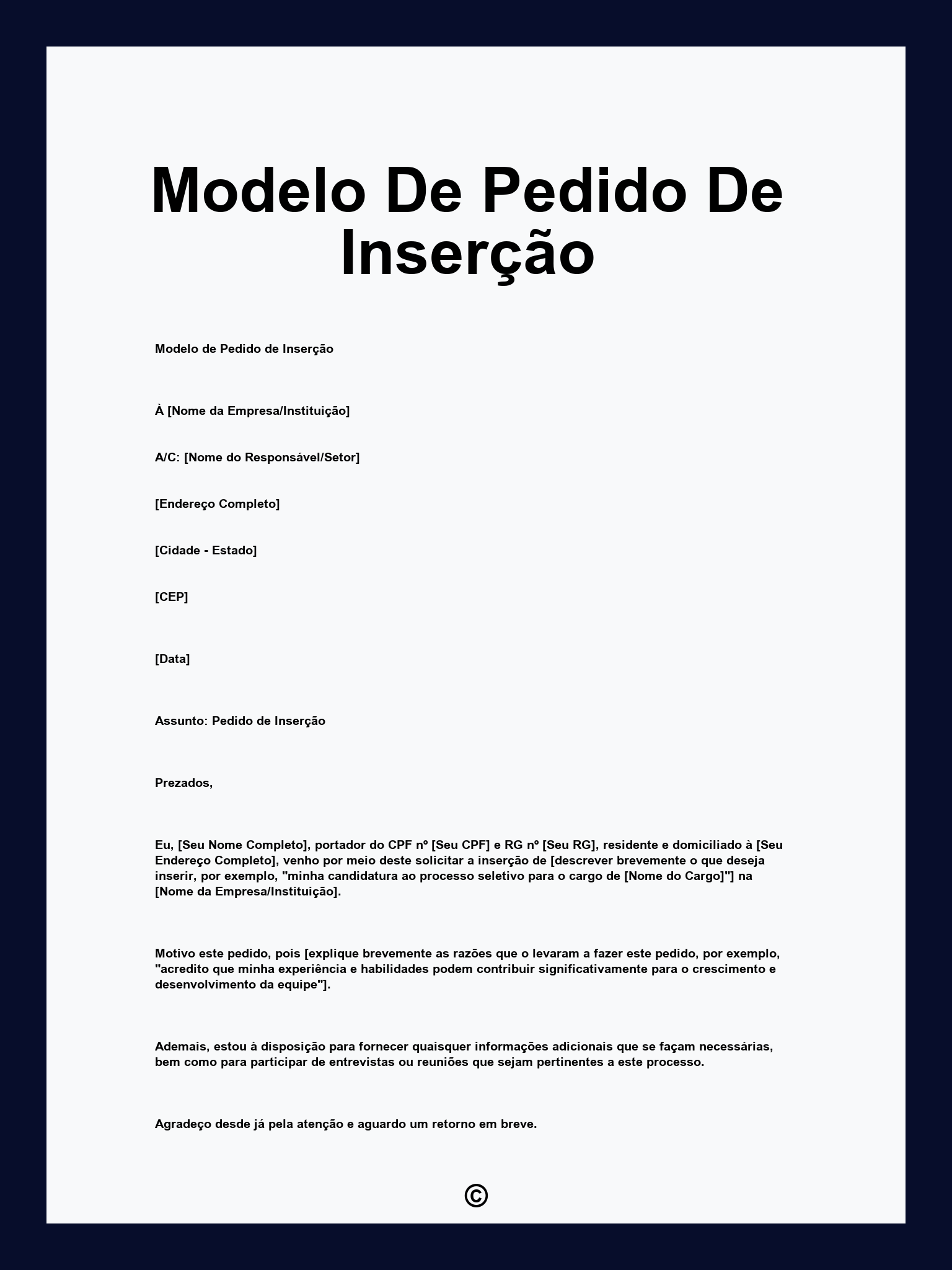 Modelo De Pedido De Inserção