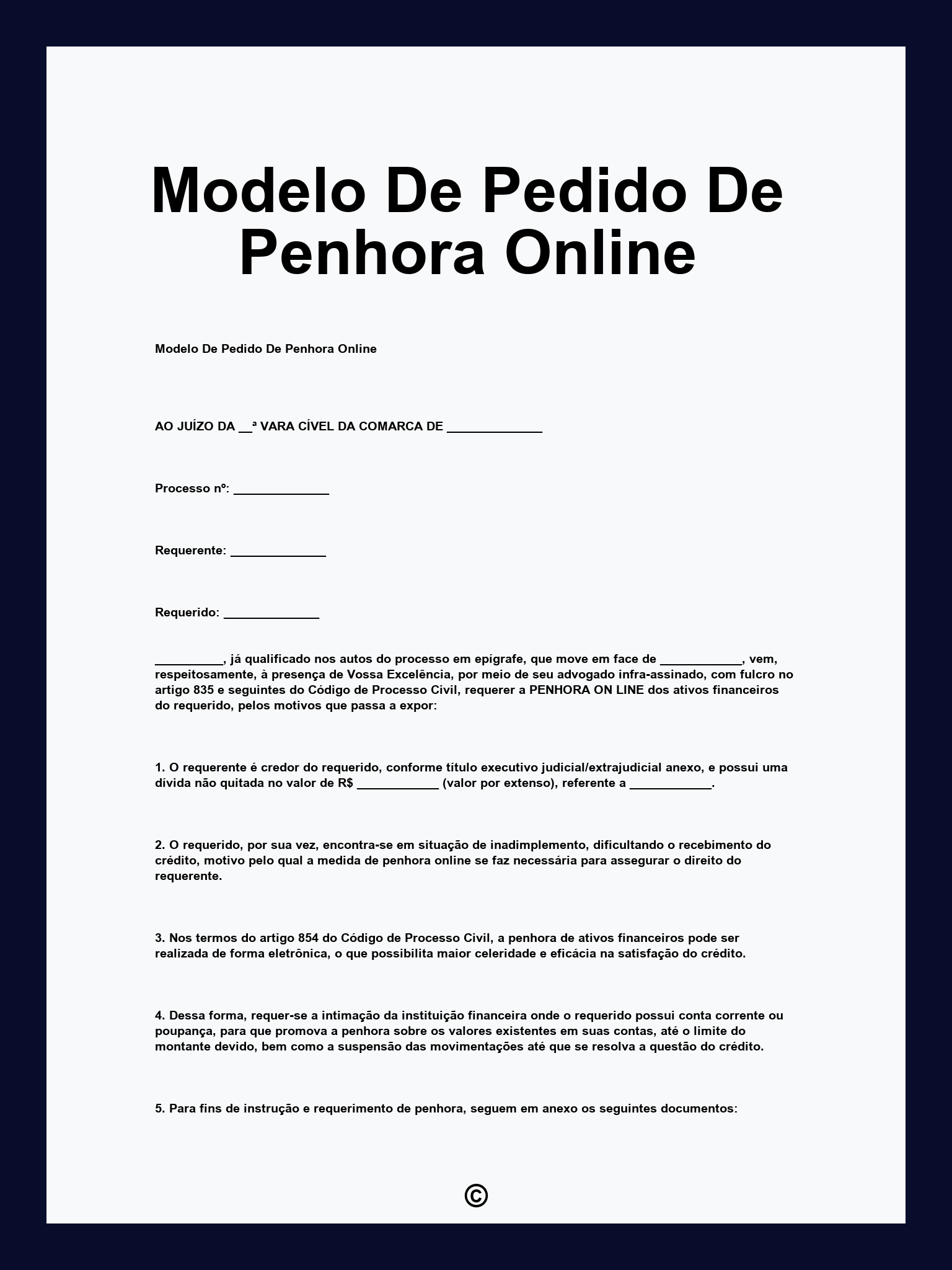 Modelo De Pedido De Penhora Online