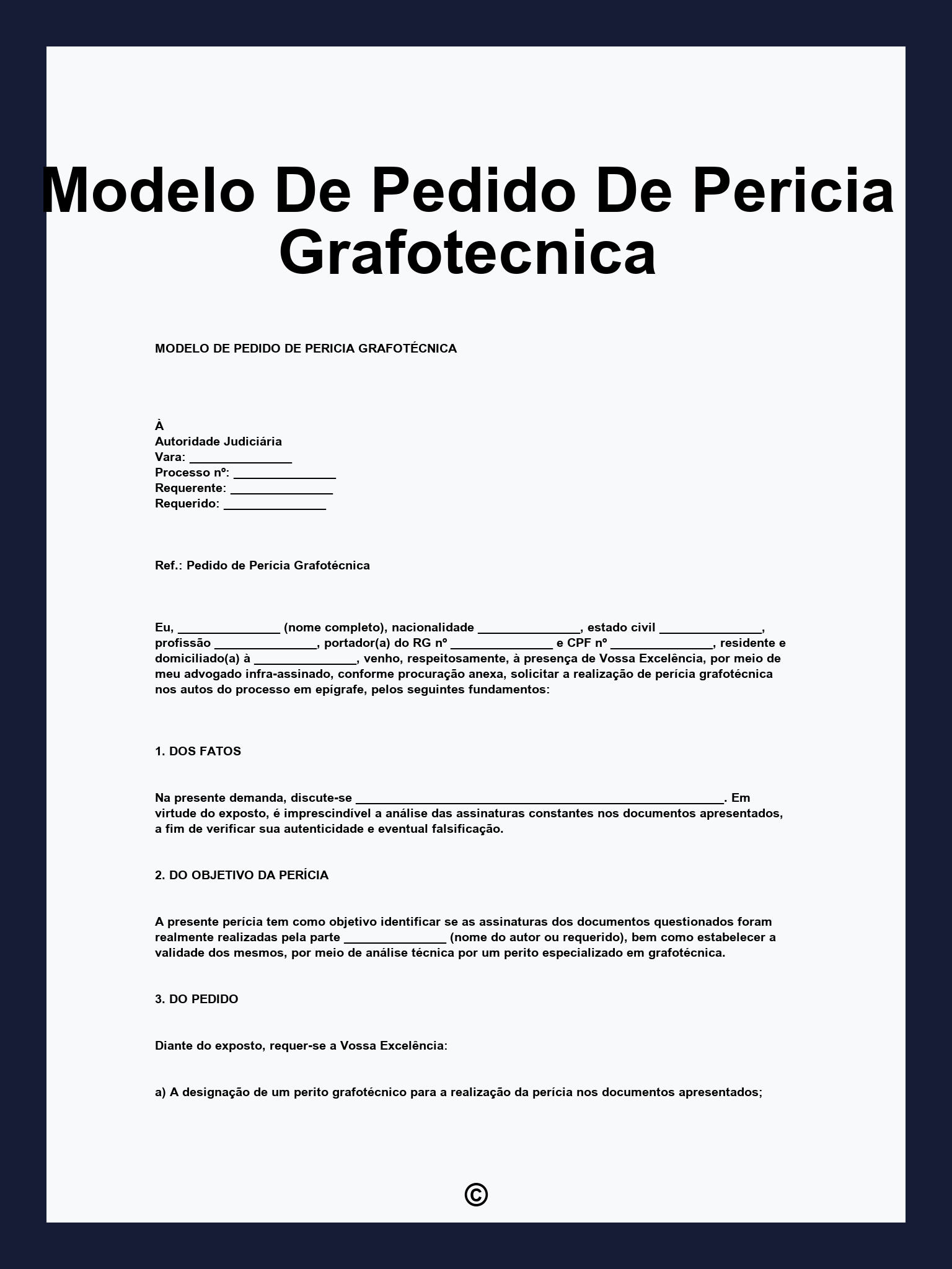 Modelo De Pedido De Pericia Grafotecnica