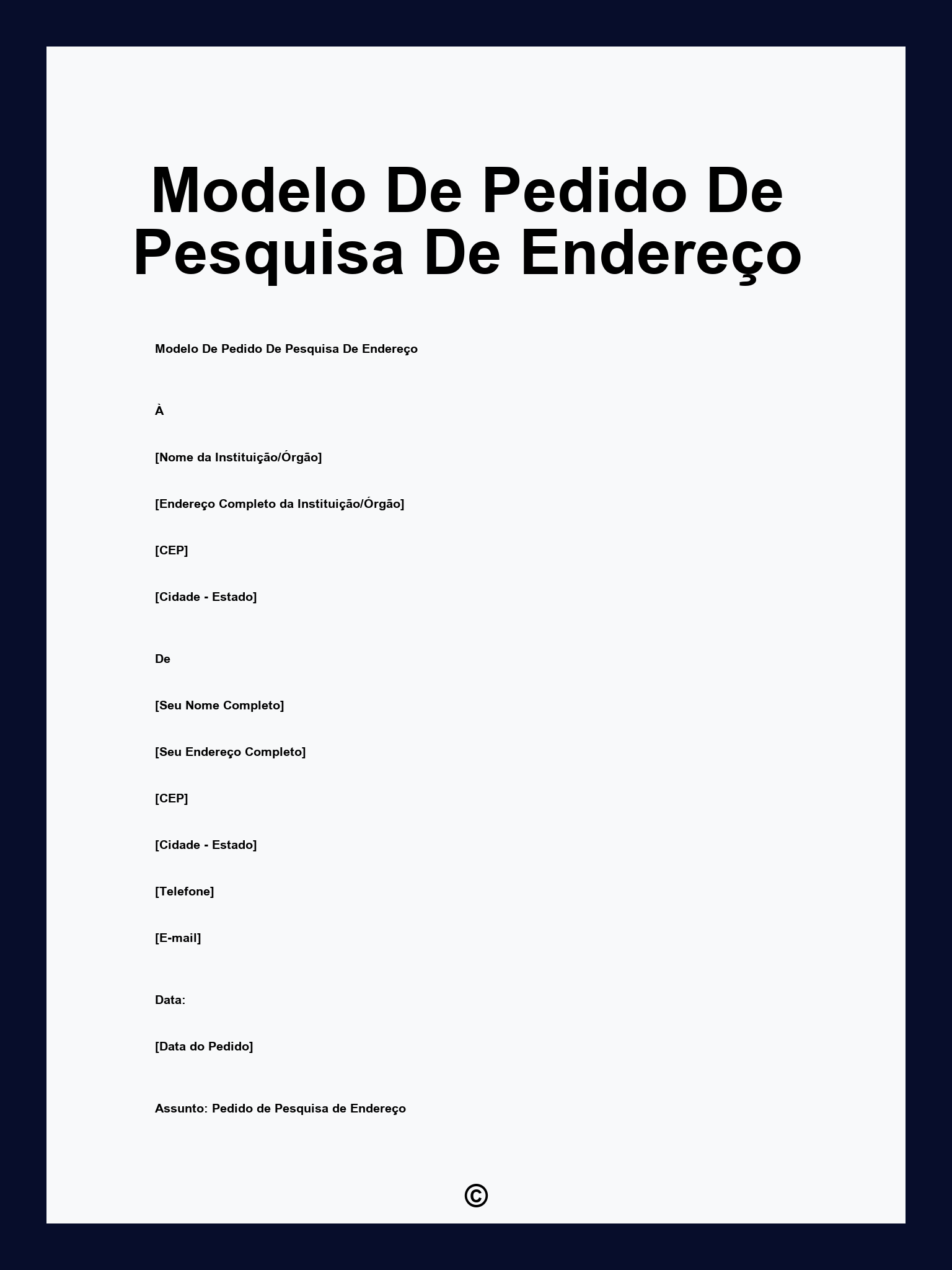 Modelo De Pedido De Pesquisa De Endereço