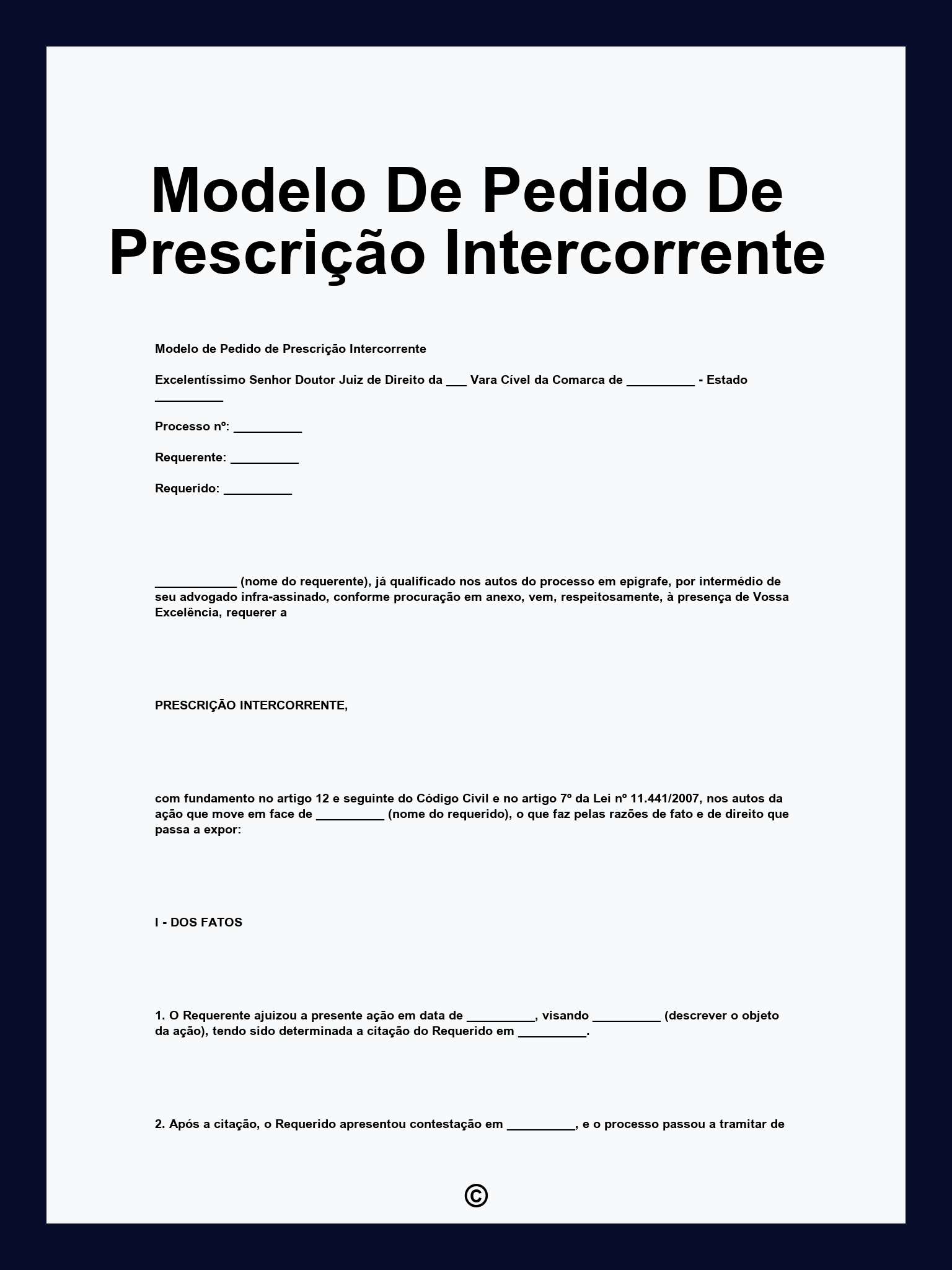 Modelo De Pedido De Prescrição Intercorrente
