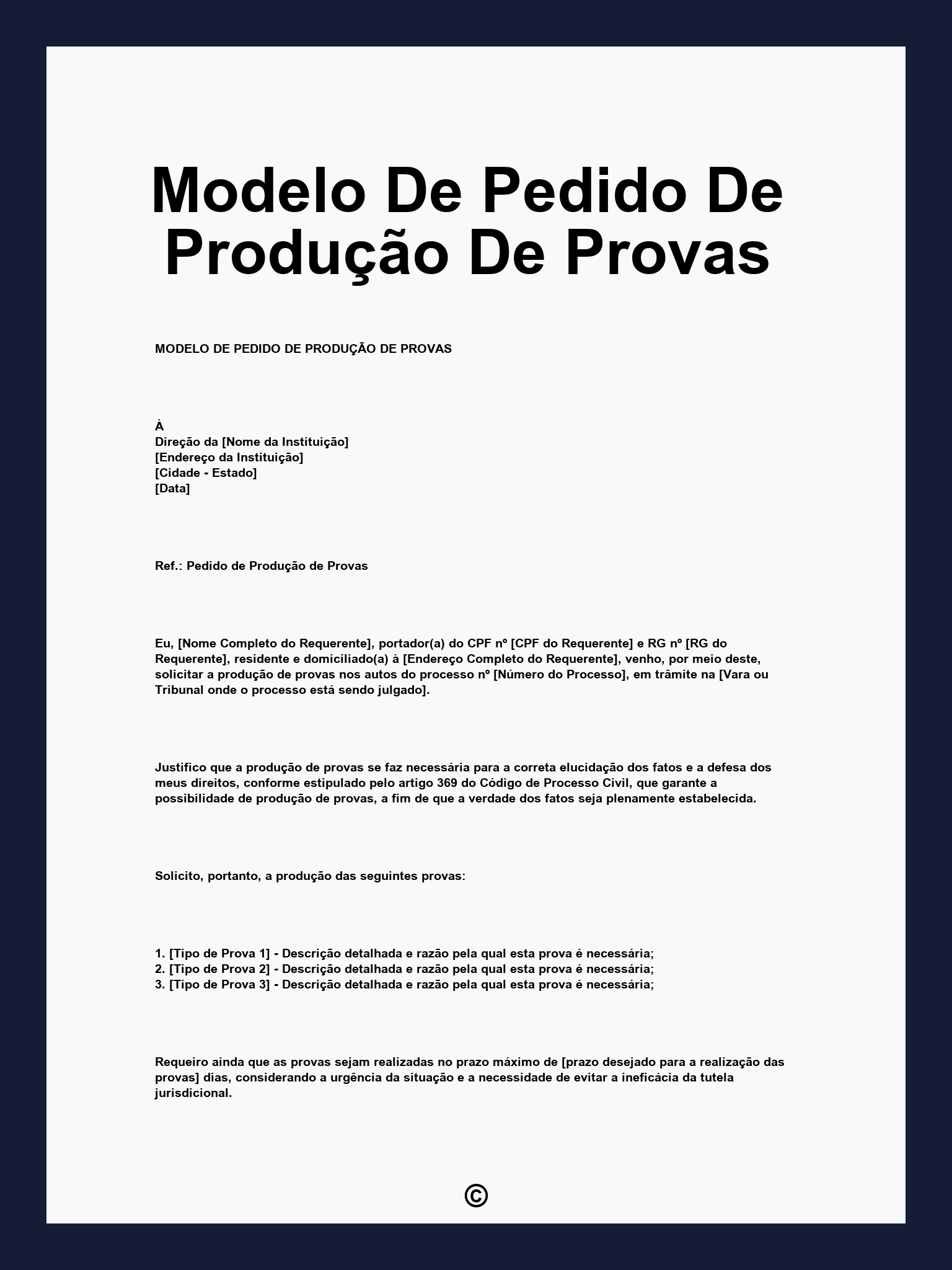 Modelo De Pedido De Produção De Provas