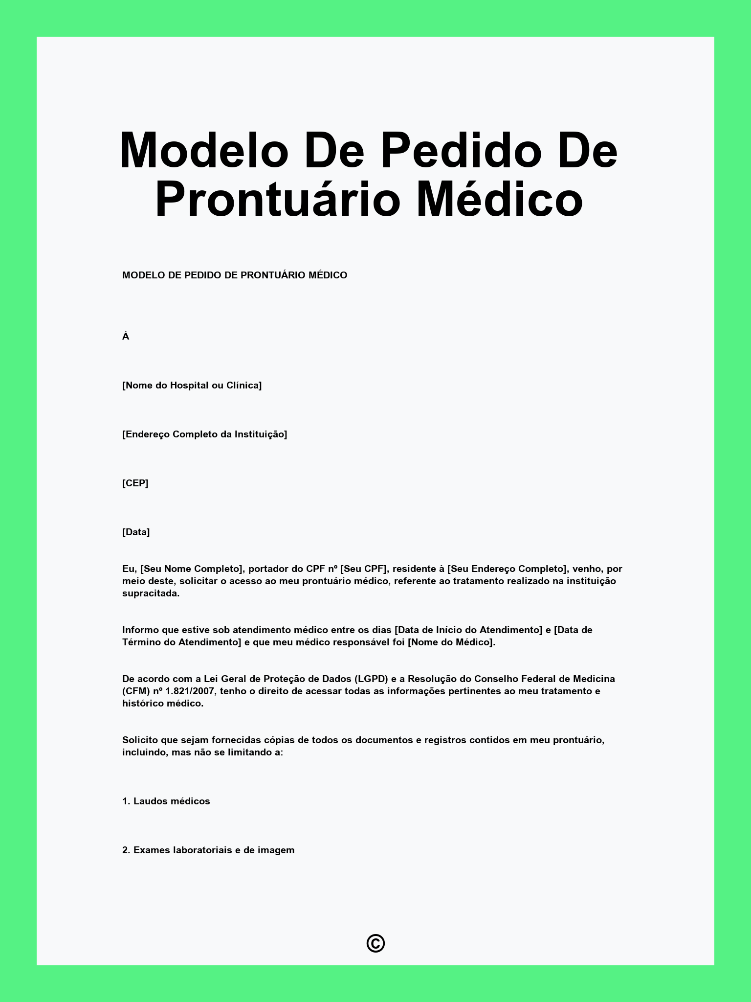Modelo De Pedido De Prontuário Médico