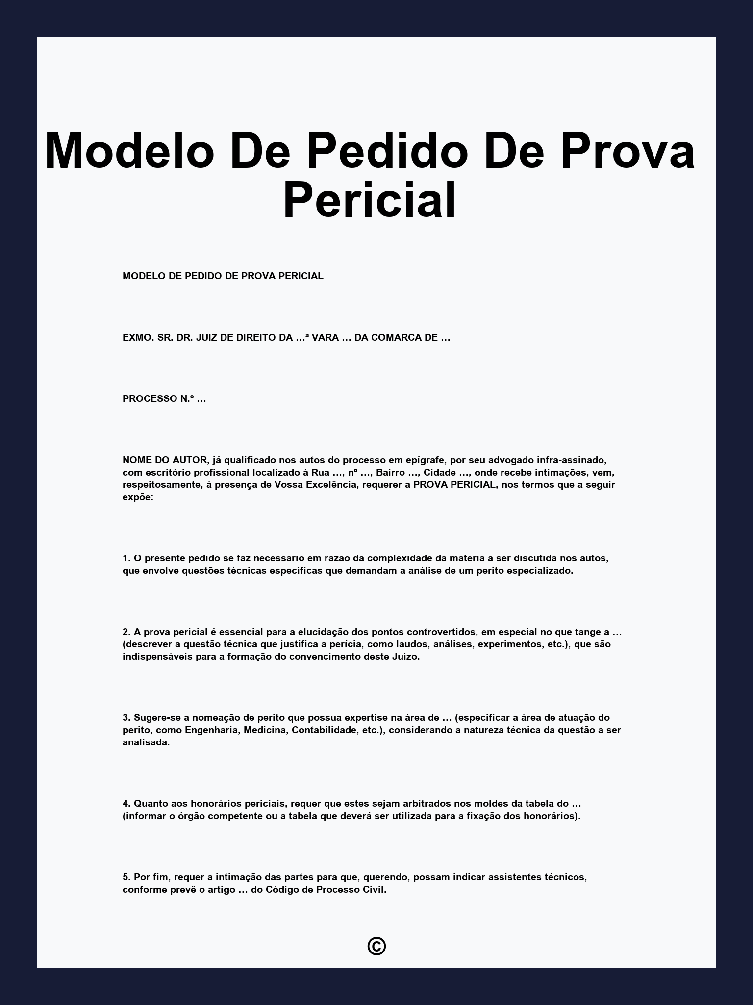 Modelo De Pedido De Prova Pericial