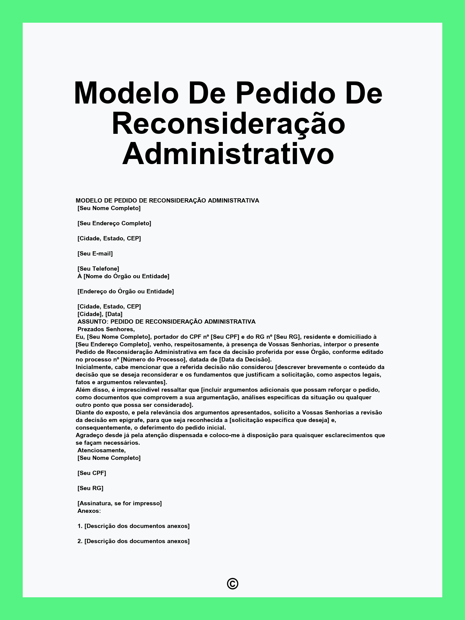 Modelo De Pedido De Reconsideração Administrativo