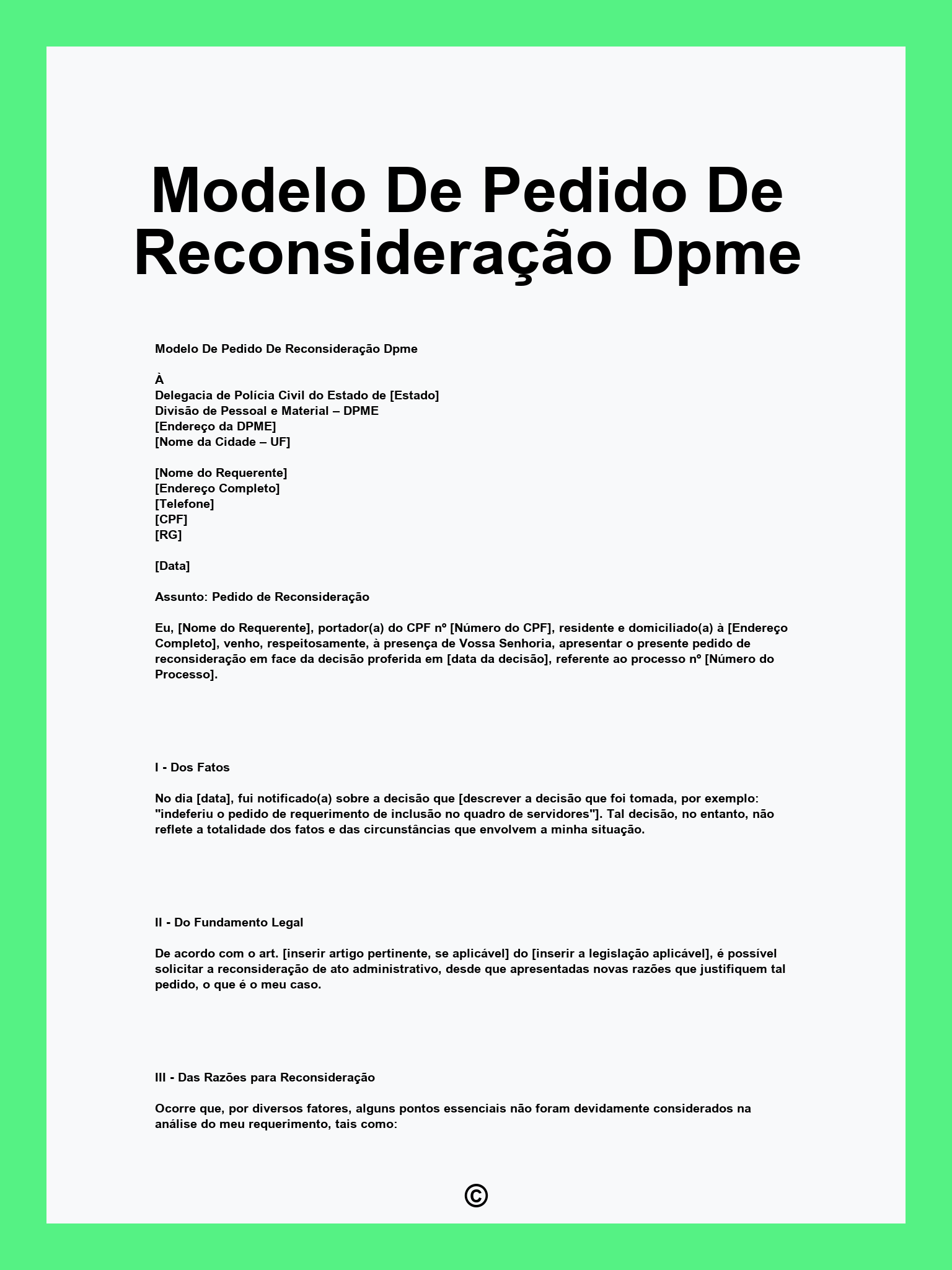 Modelo De Pedido De Reconsideração Dpme