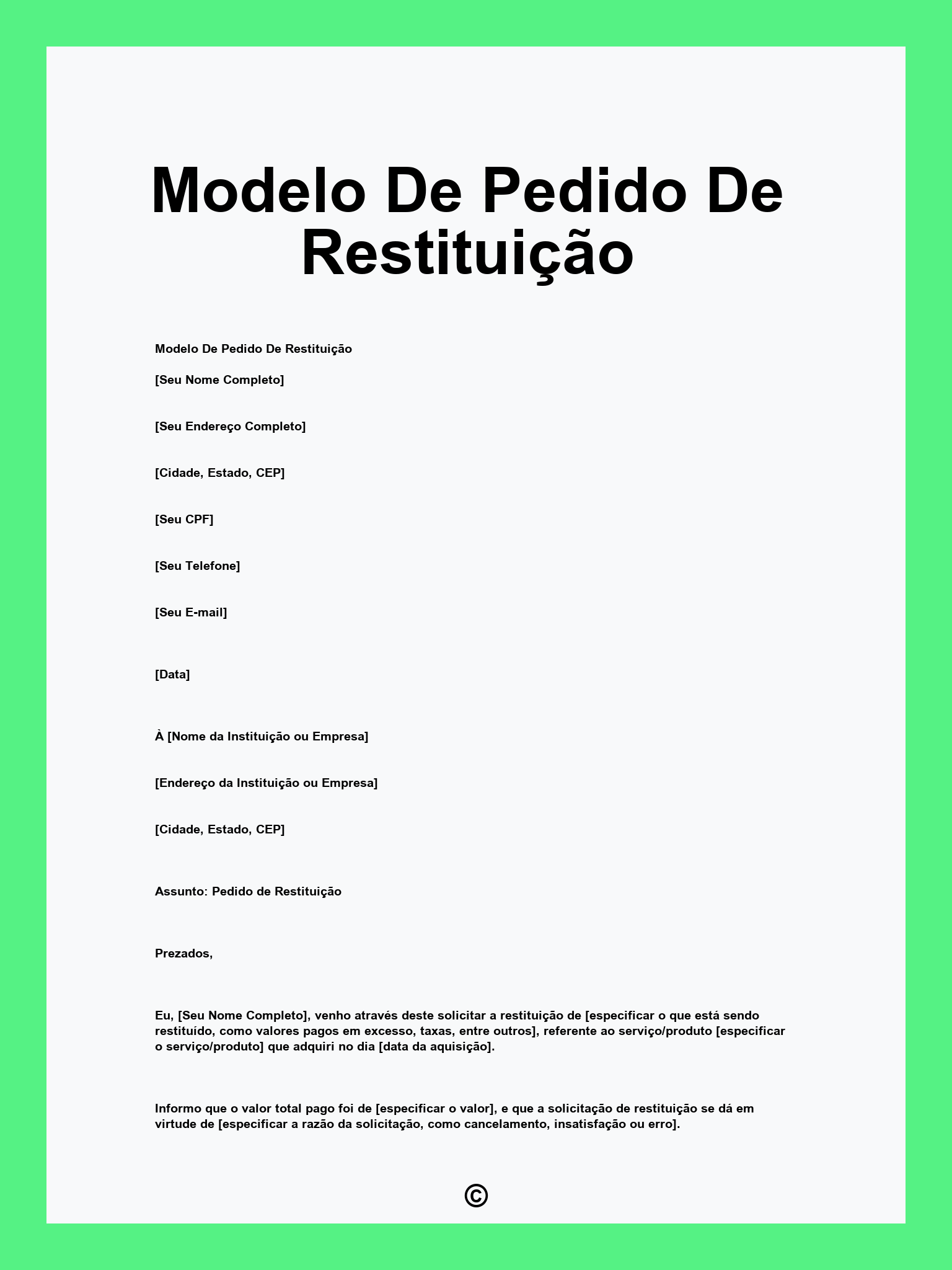Modelo De Pedido De Restituição