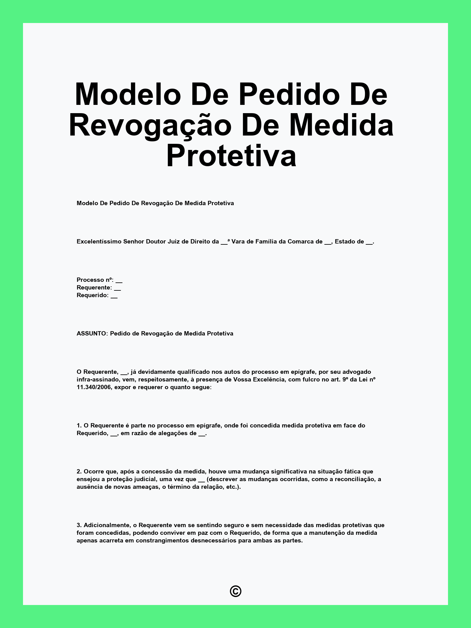Modelo De Pedido De Revogação De Medida Protetiva