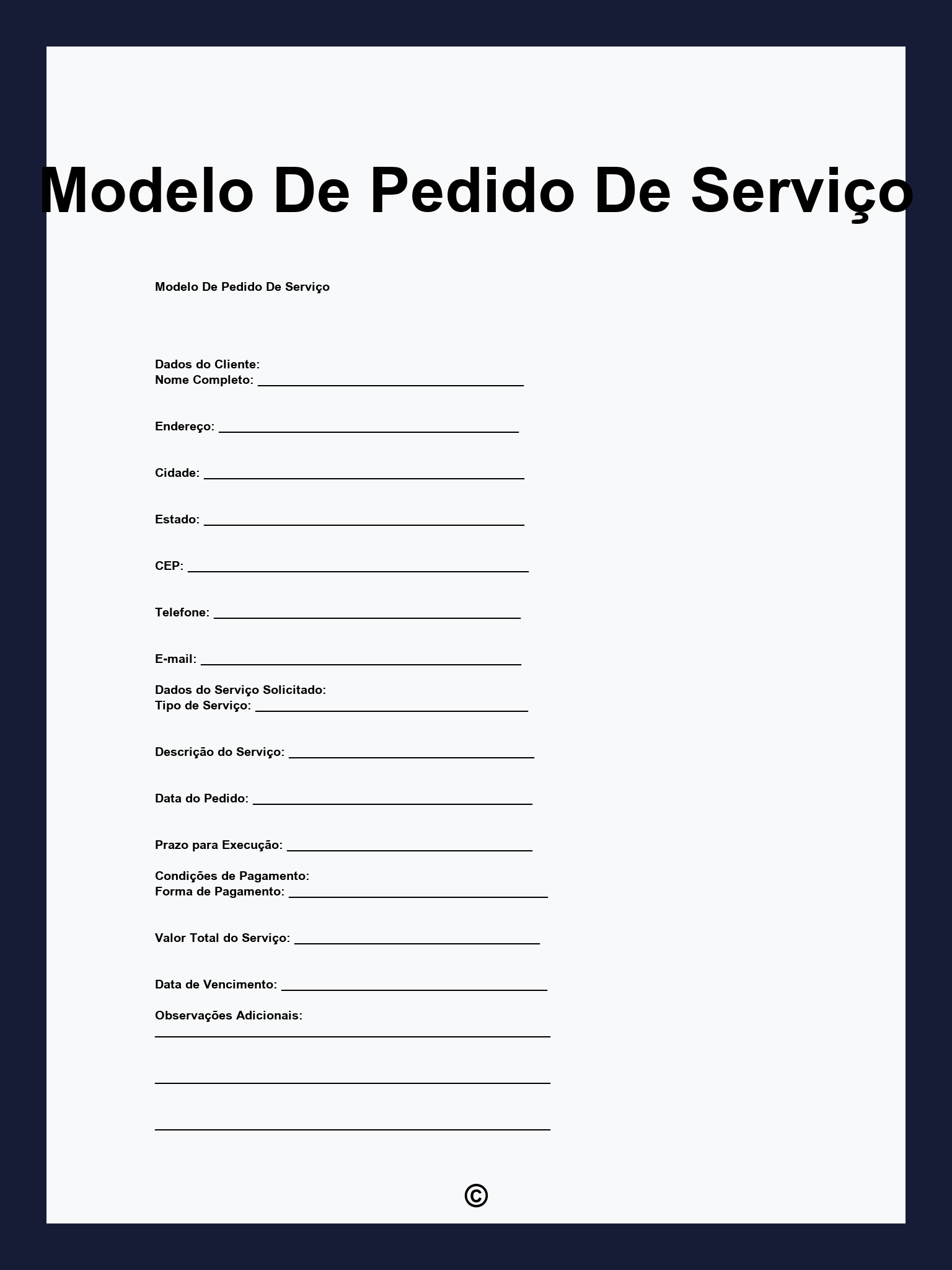 Modelo De Pedido De Serviço