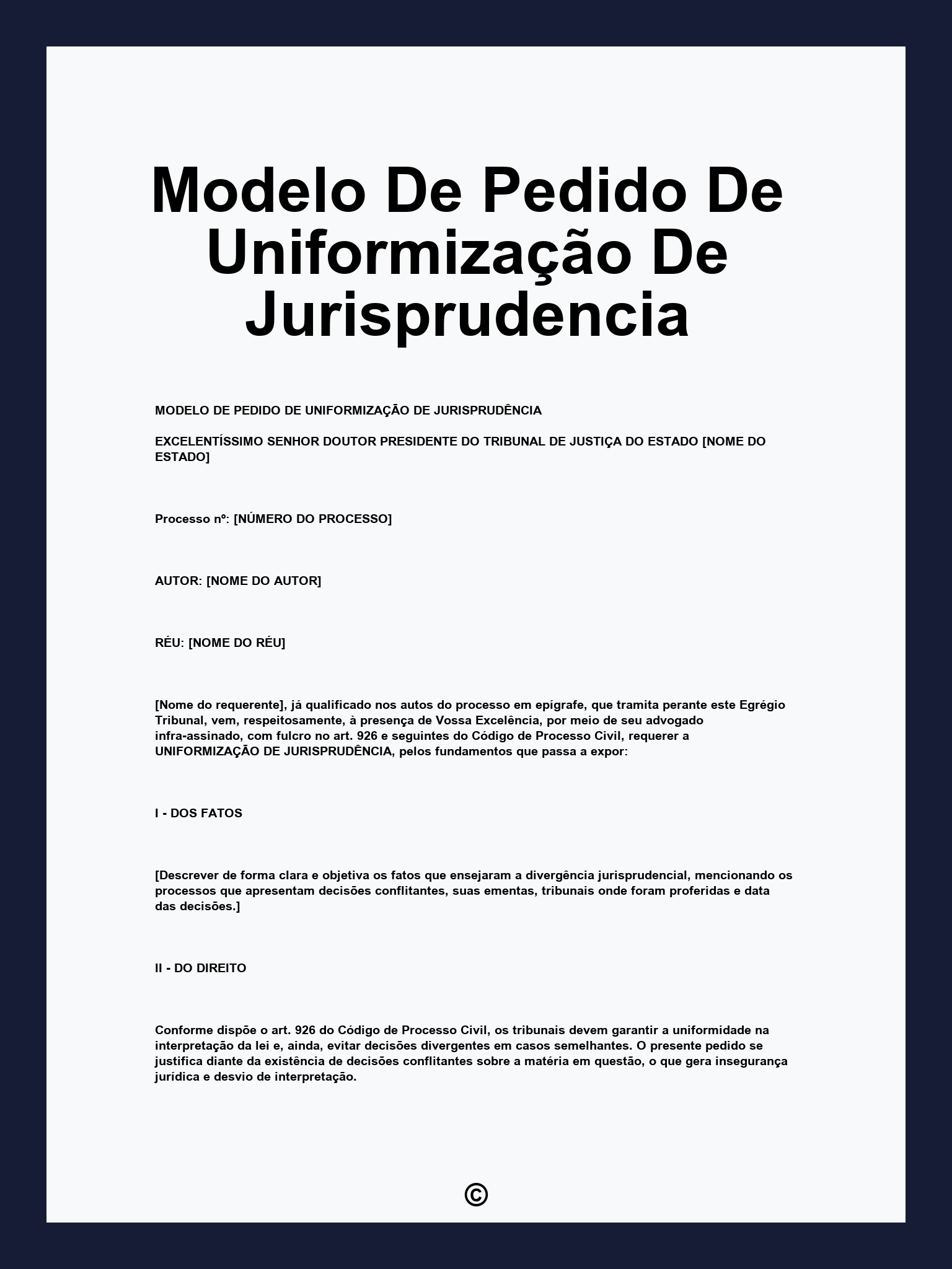 Modelo De Pedido De Uniformização De Jurisprudencia