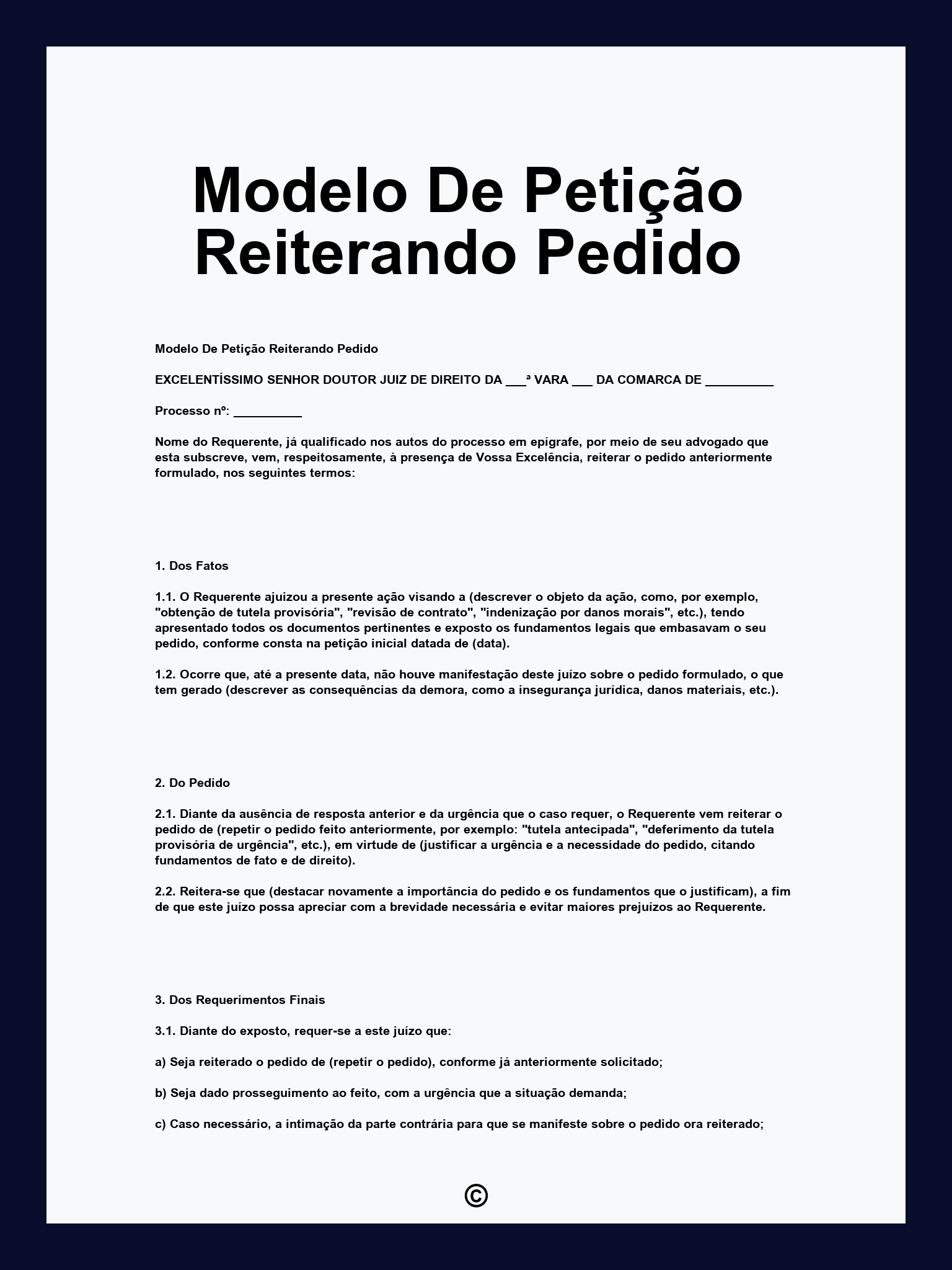 Modelo De Petição Reiterando Pedido