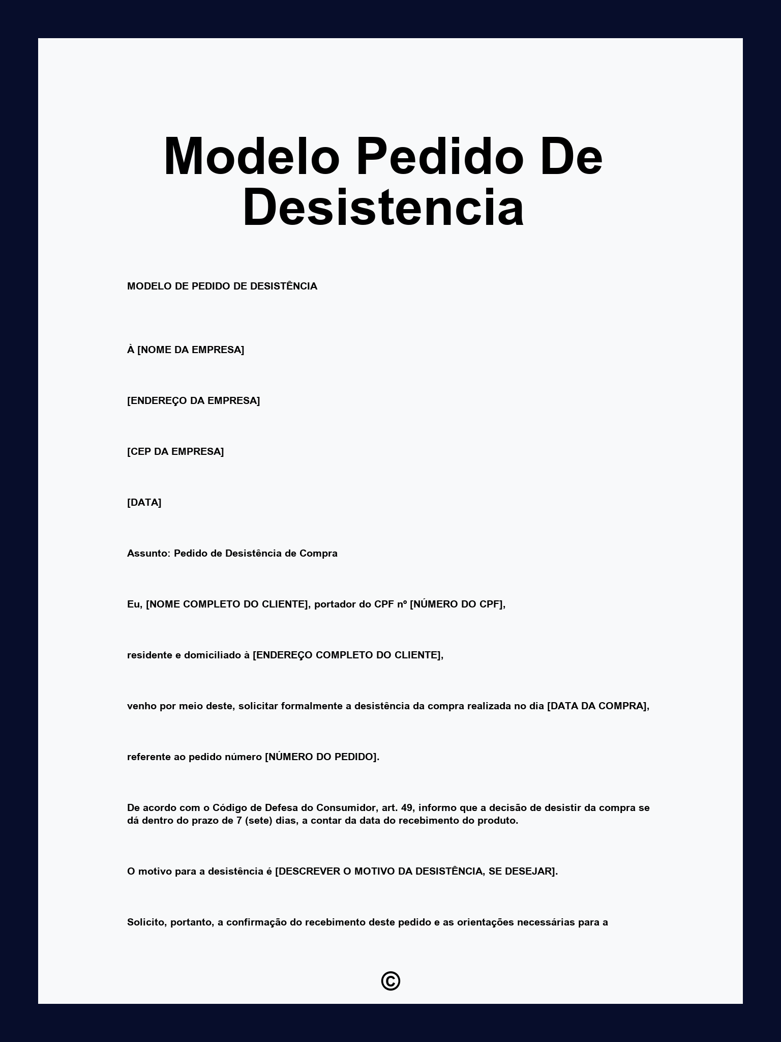 Modelo Pedido De Desistencia