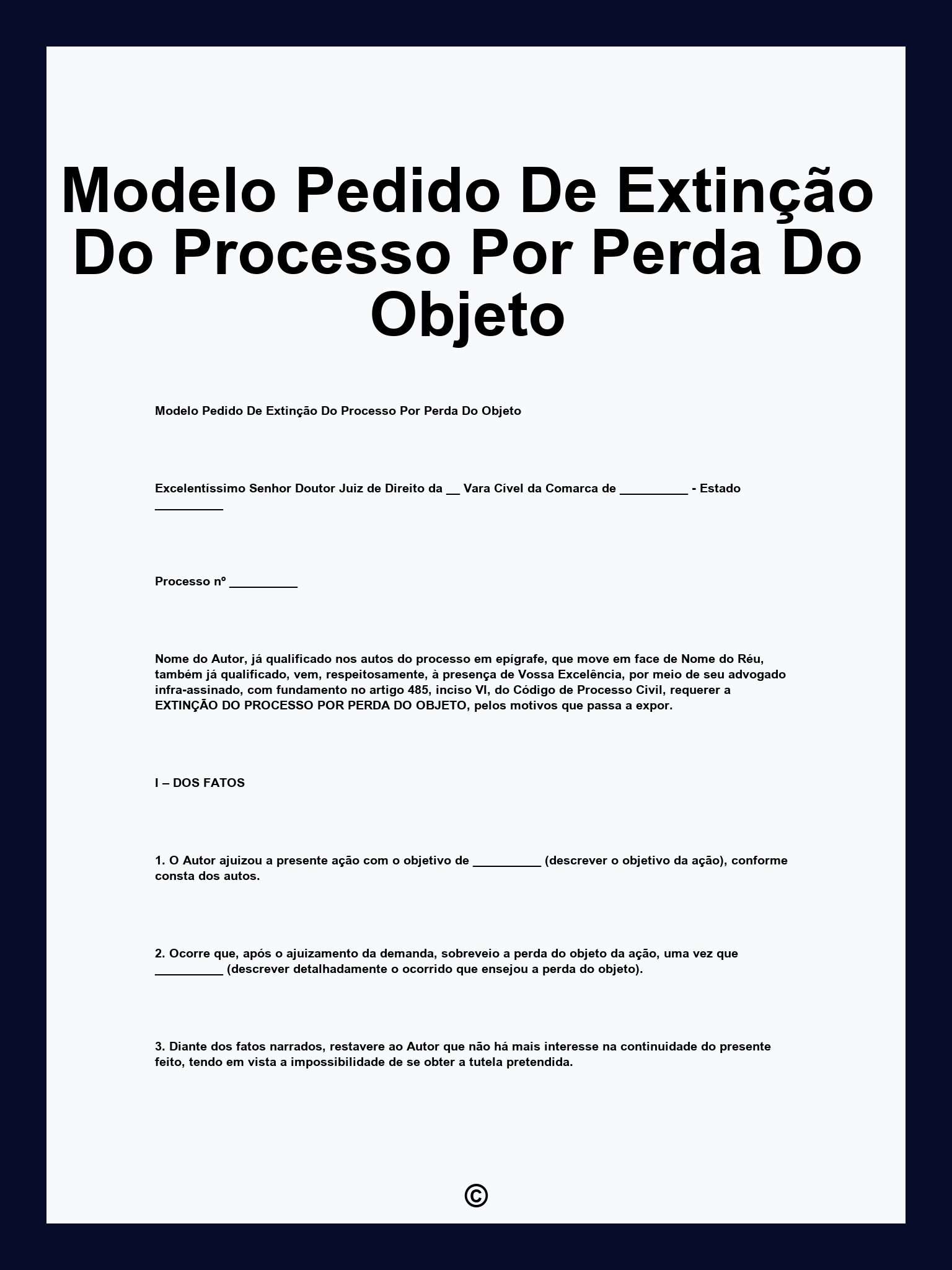 Modelo Pedido De Extinção Do Processo Por Perda Do Objeto