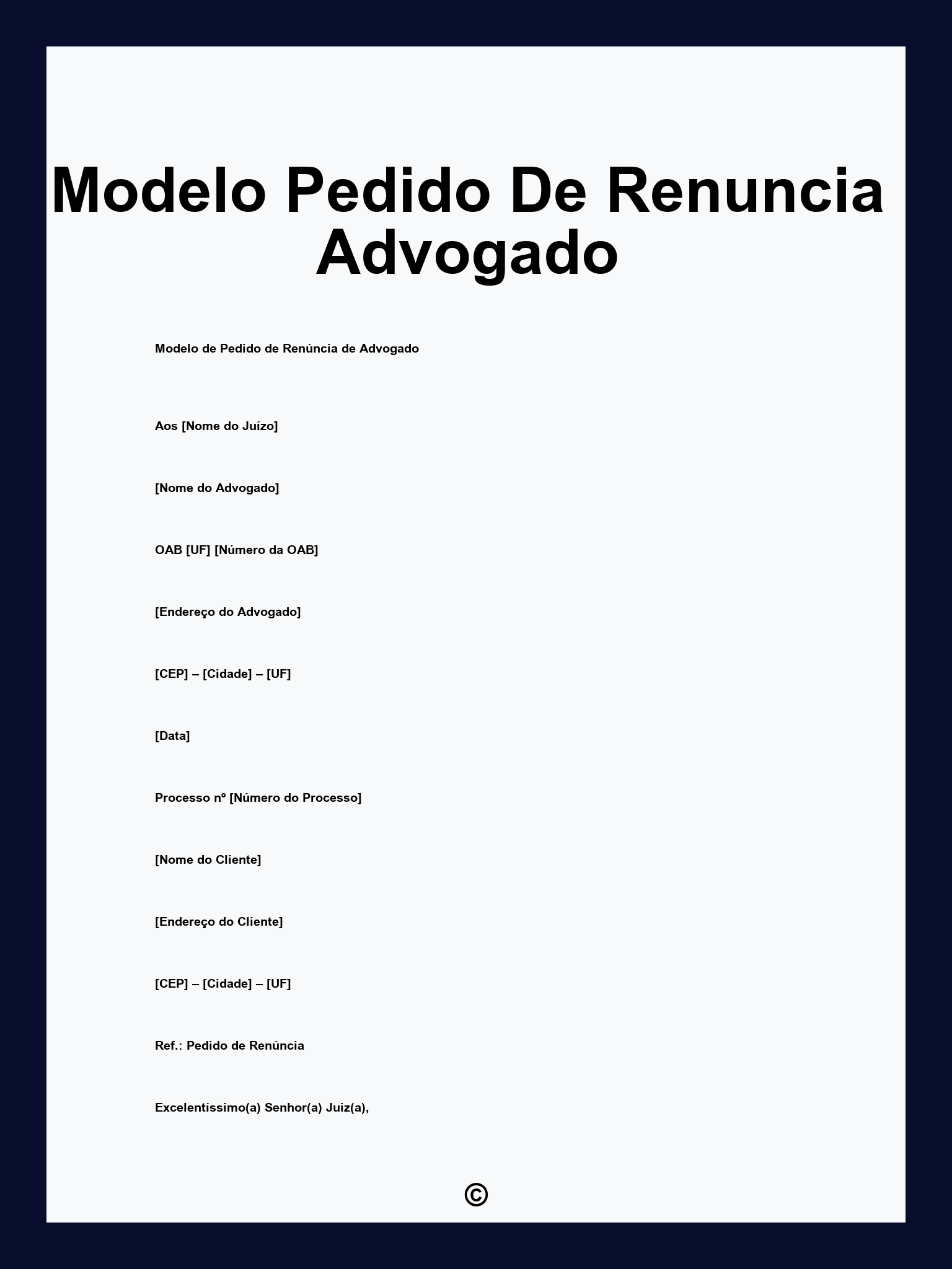 Modelo Pedido De Renuncia Advogado