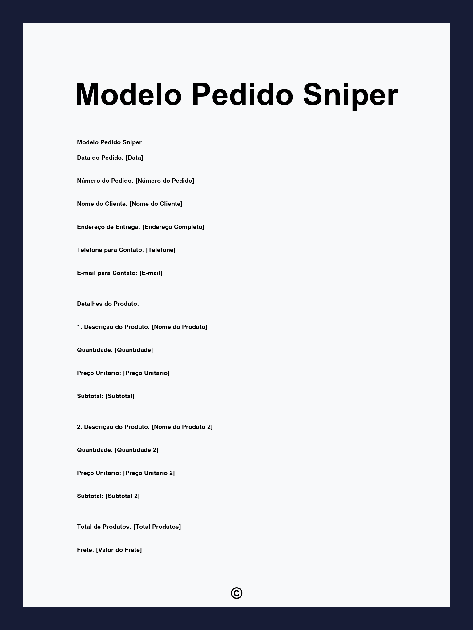 Modelo Pedido Sniper