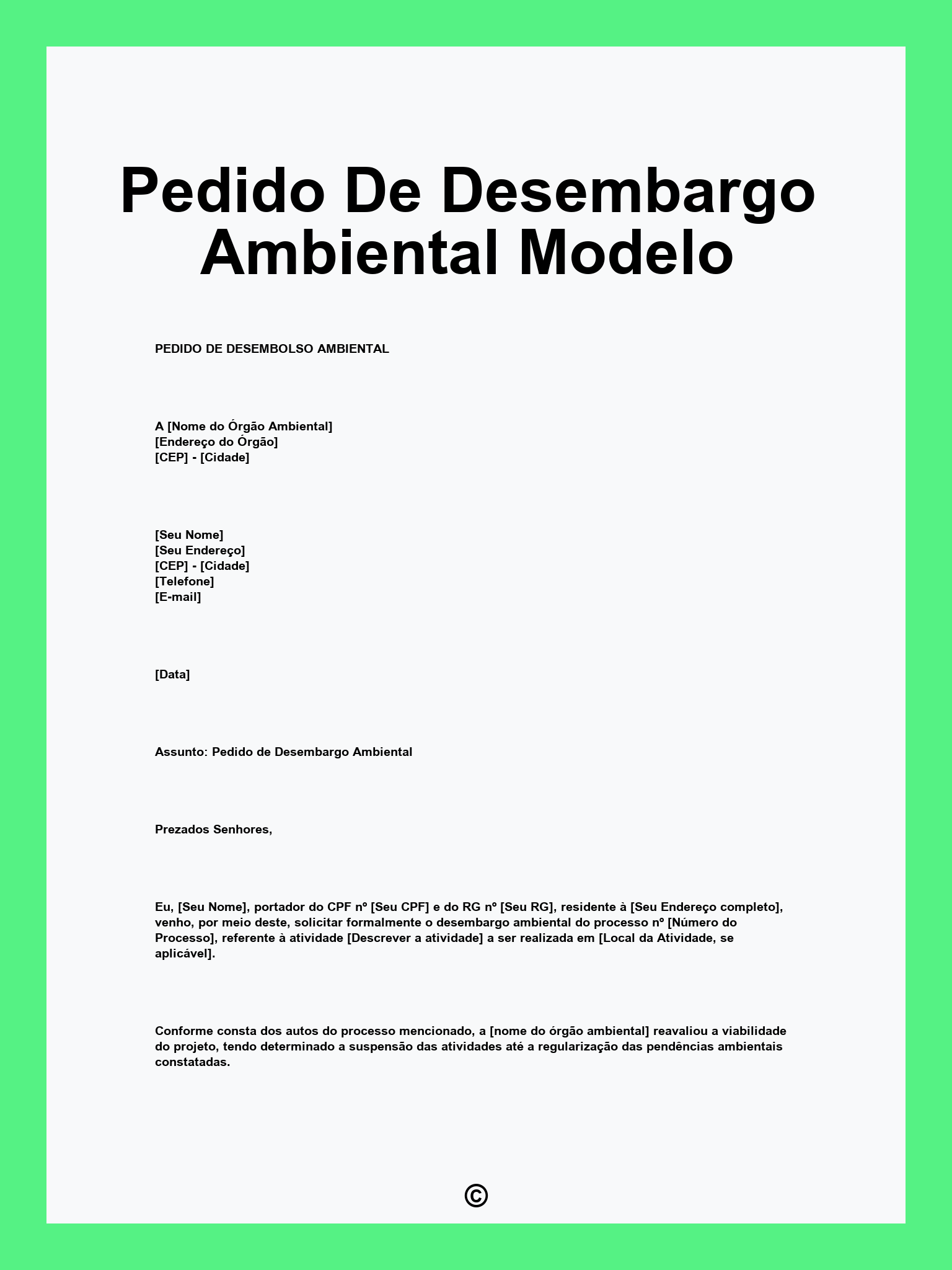 Pedido De Desembargo Ambiental Modelo