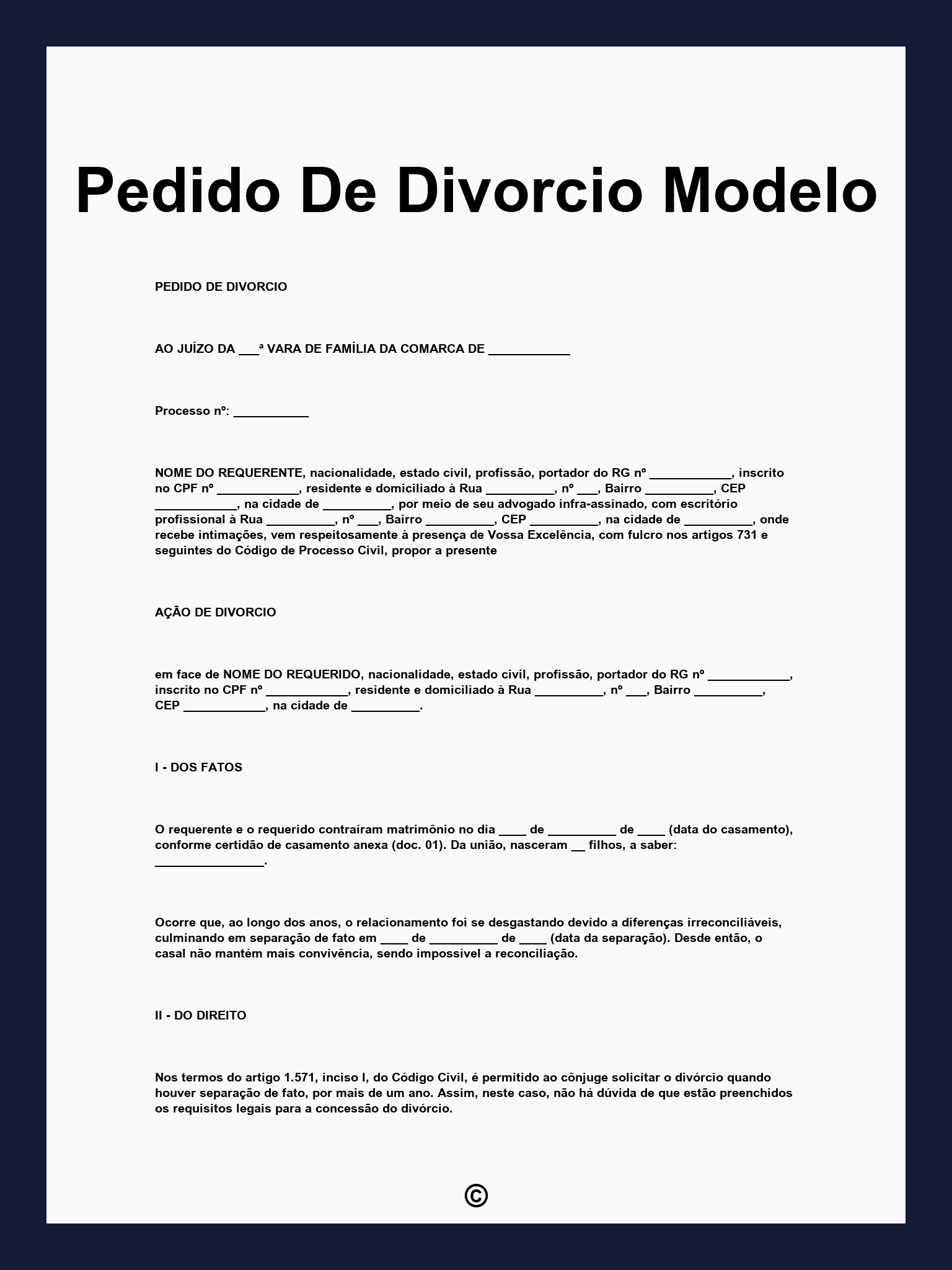 Pedido De Divorcio Modelo
