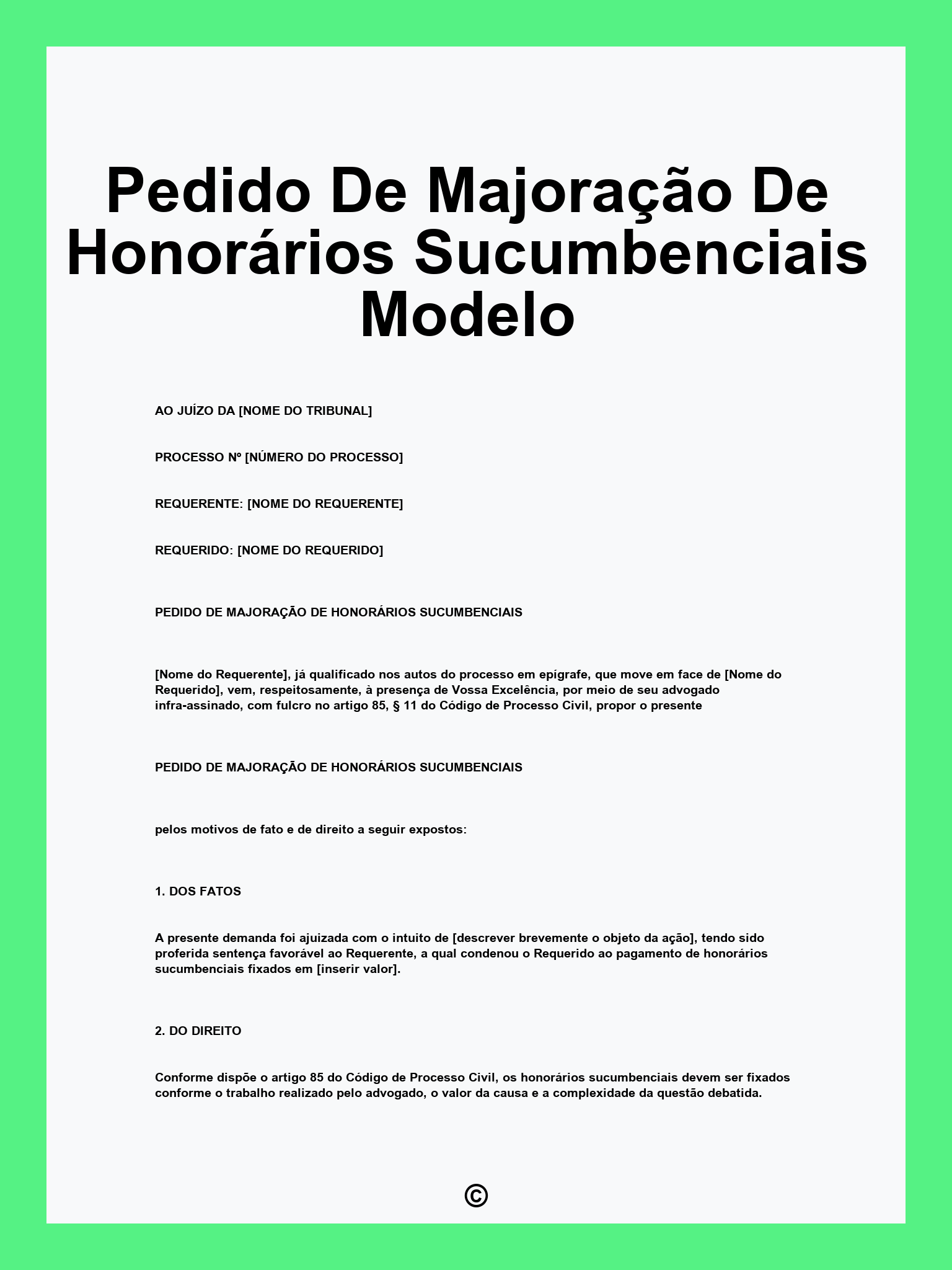 Pedido De Majoração De Honorários Sucumbenciais Modelo
