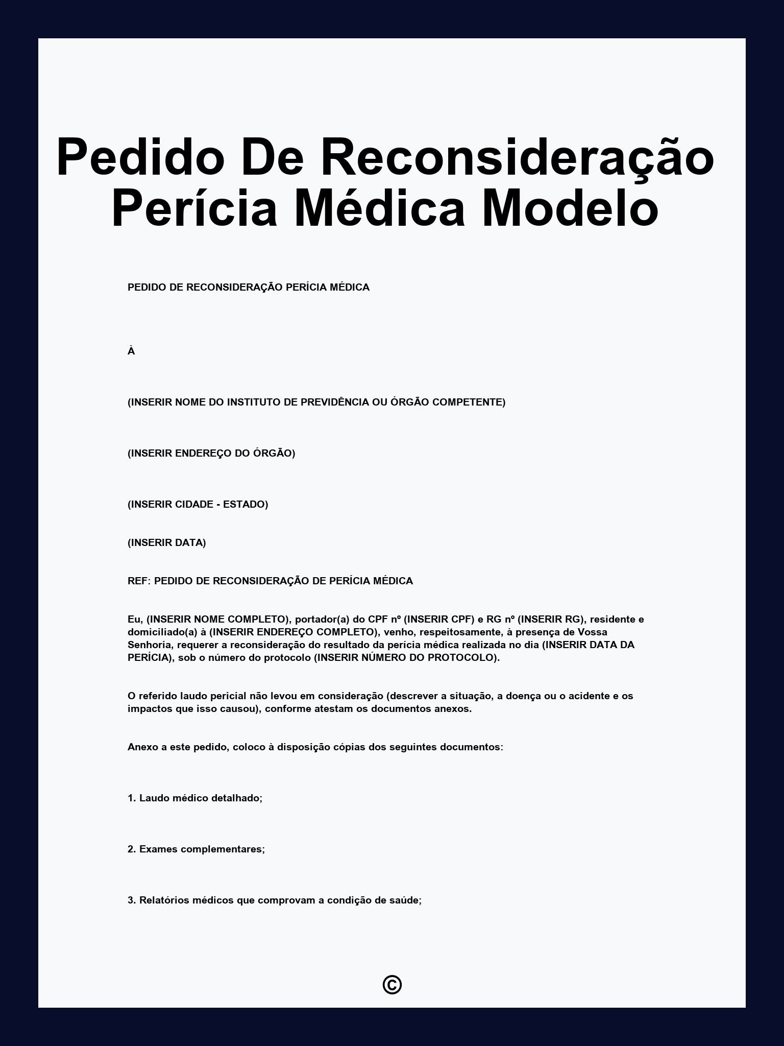Pedido De Reconsideração Perícia Médica Modelo
